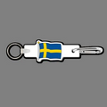 4mm Clip & Key Ring W/ Full Color Flag of Sweden Key Tag